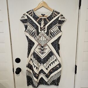 Black and White Geometric Sequin Dress